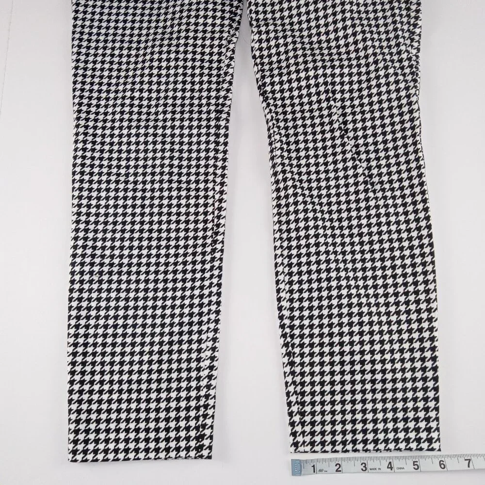 J. Crew Women's Winnie Crop Pant Size 4 Black White Houndstooth Mid Rise Stretch